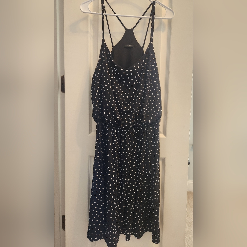 EUC Stitch Fix Papermoon 1X Stretchy Dress Black/White Dots